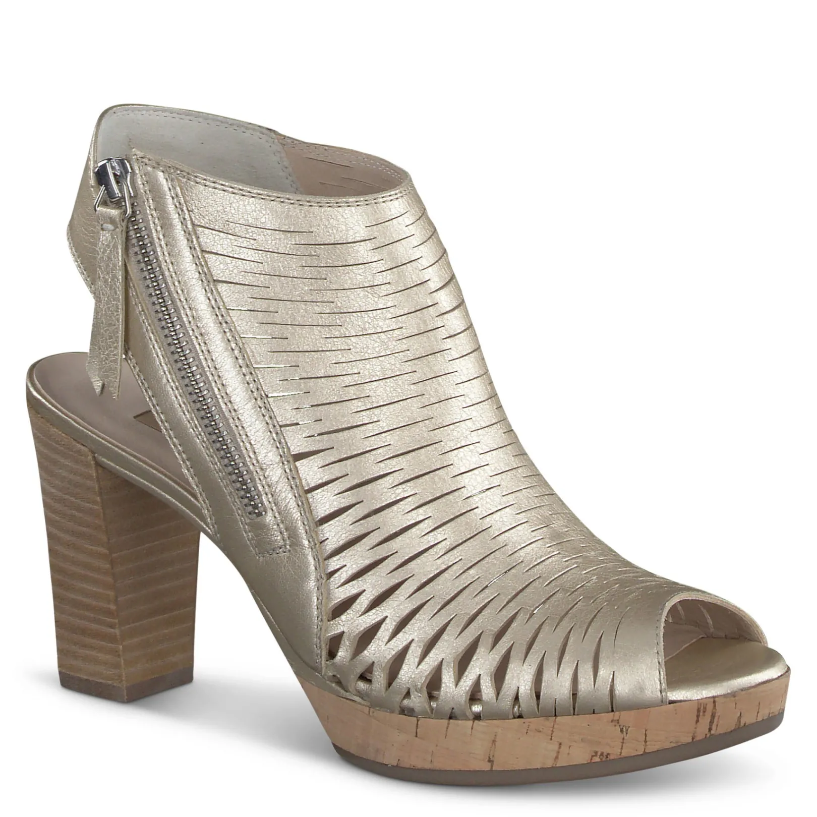 Paul Green SALE|Costa Peep Toe Bootie Gold Metallic Leather
