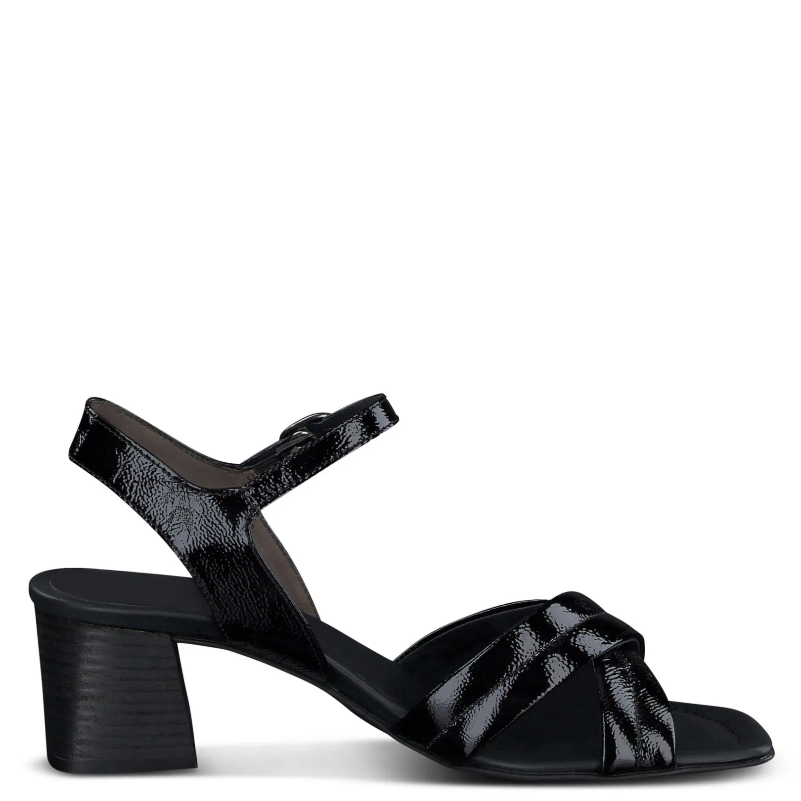 Paul Green SALE|Lexi Heel Black Crinkled Patent