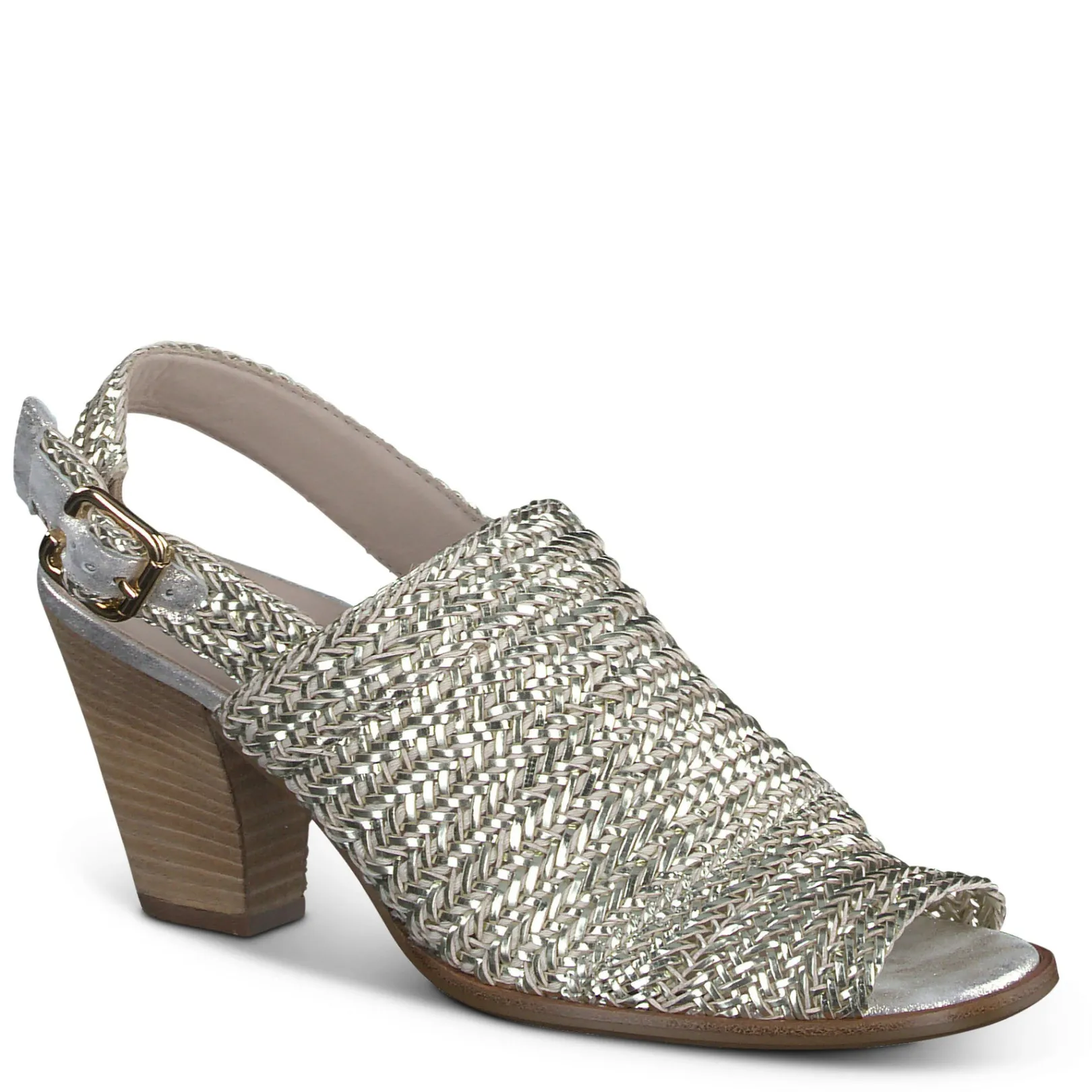 Paul Green HEELS|SANDALS|Lovely Sandal Metallic Woven Nubuck