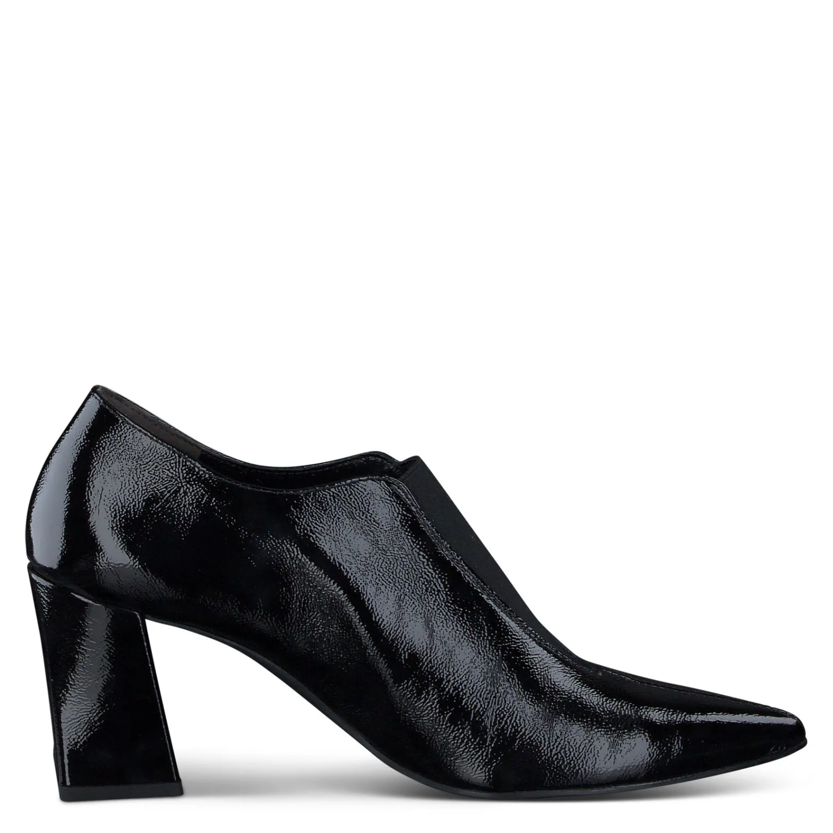 Paul Green SALE|Stacia Heel Black Crinkled Patent