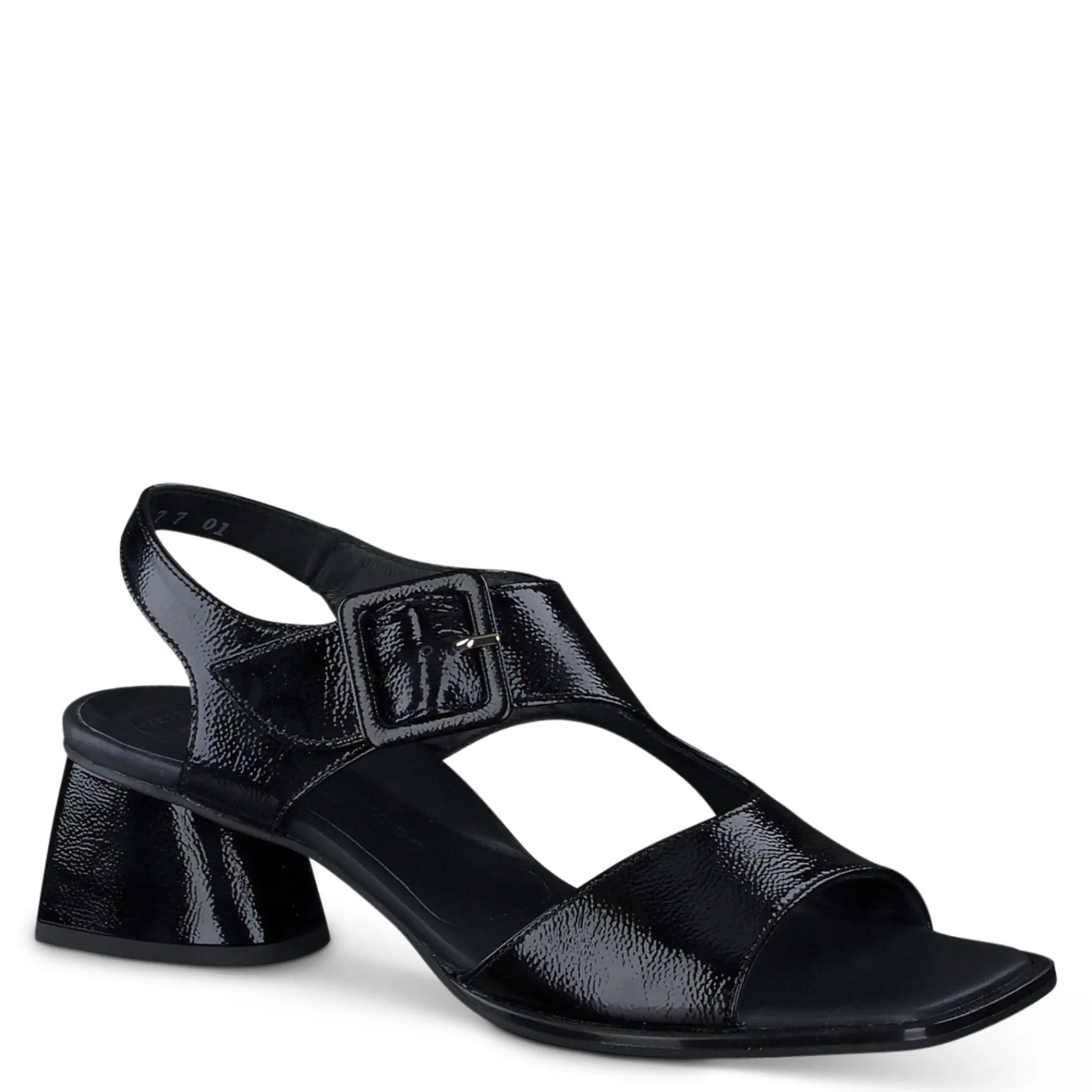 Paul Green SALE|Tanya Sandal Black Crinkled Patent