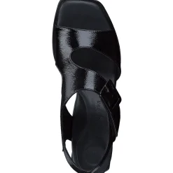 Paul Green SALE|Tanya Sandal Black Crinkled Patent