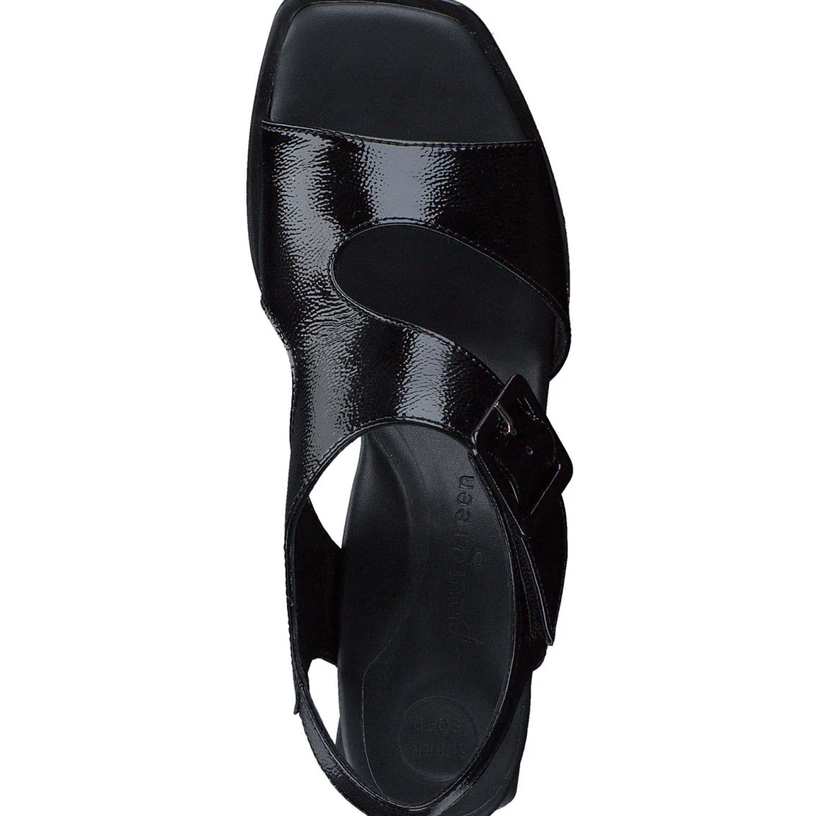 Paul Green SALE|Tanya Sandal Black Crinkled Patent